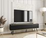Meuble TV, design moderne avec portes push-to-open, autoportant, surface noire laminée
