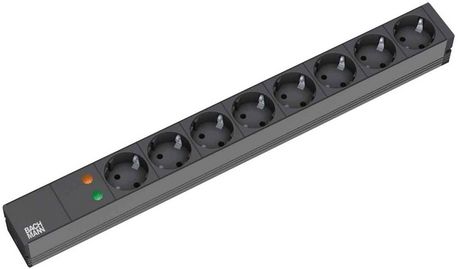 Bachmann 19" Stekkerdoos - 8x Schuko - 2m - Zwart