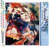 Figured'Art Schilderen op Nummer Volwassenen canvas Aquarel Vrouw - Handwerk acrylverf Kit DIY Compleet - 40x50cm zonder frame