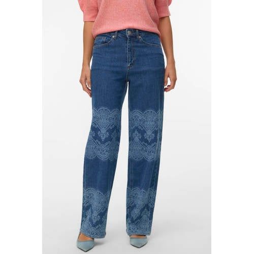 VERO MODA high waist straight leg jeans dark blue denim