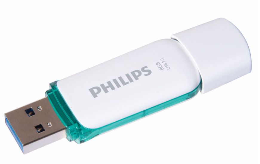 Philips FM08FD75B USB Flash Drive - 8GB - USB 3.2 Gen 1 - Turquoise/White