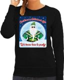 Bellatio Decorations Shoppartners Bv Foute Achterhoek Kersttrui / sweater - Christmas Achterhoek style we know how to party - zwart voor dames - kerstkleding / kerst outfit S