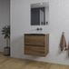 Saniclass Chaci Badkamermeubelset - 60x46x55cm - keramische wastafel zwart - 1 wasbak - zonder kraangat - 2 lades - rechthoekige spiegel - noten (hout)