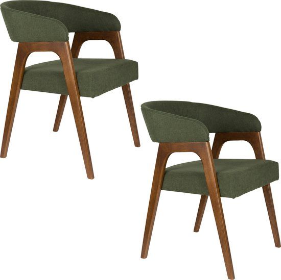Dutchbone Adamello Eetkamertstoel Groen - Set van 2