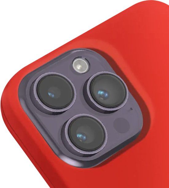 Jaym, Siliconen MagSafe Hoesje met Microvezel voor Apple iPhone 14 Pro - Rood