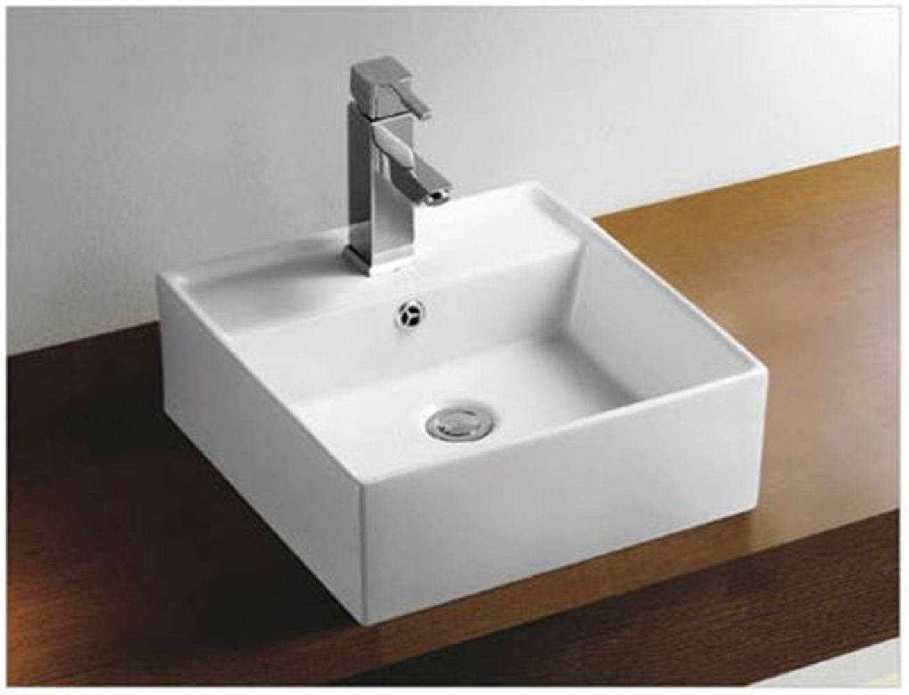 Wiesbaden Larx Wastafel - 41x41x15cm - Wit - Keramiek