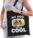 Bellatio Decorations Shoppartners Bv Dieren Cavalier king charles-spaniels tasje katoen volw + kind zwart - my dog is serious cool kado boodschappentas/ gymtas / sporttas - honden / hond
