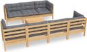 vidaXL 8-delige loungeset met grijze kussens massief grenenhout