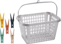 Forte Plastics Fornord Import Distribution Wasknijper mandje/bakje - zilver - inclusief 100x wasknijpers - kunststof