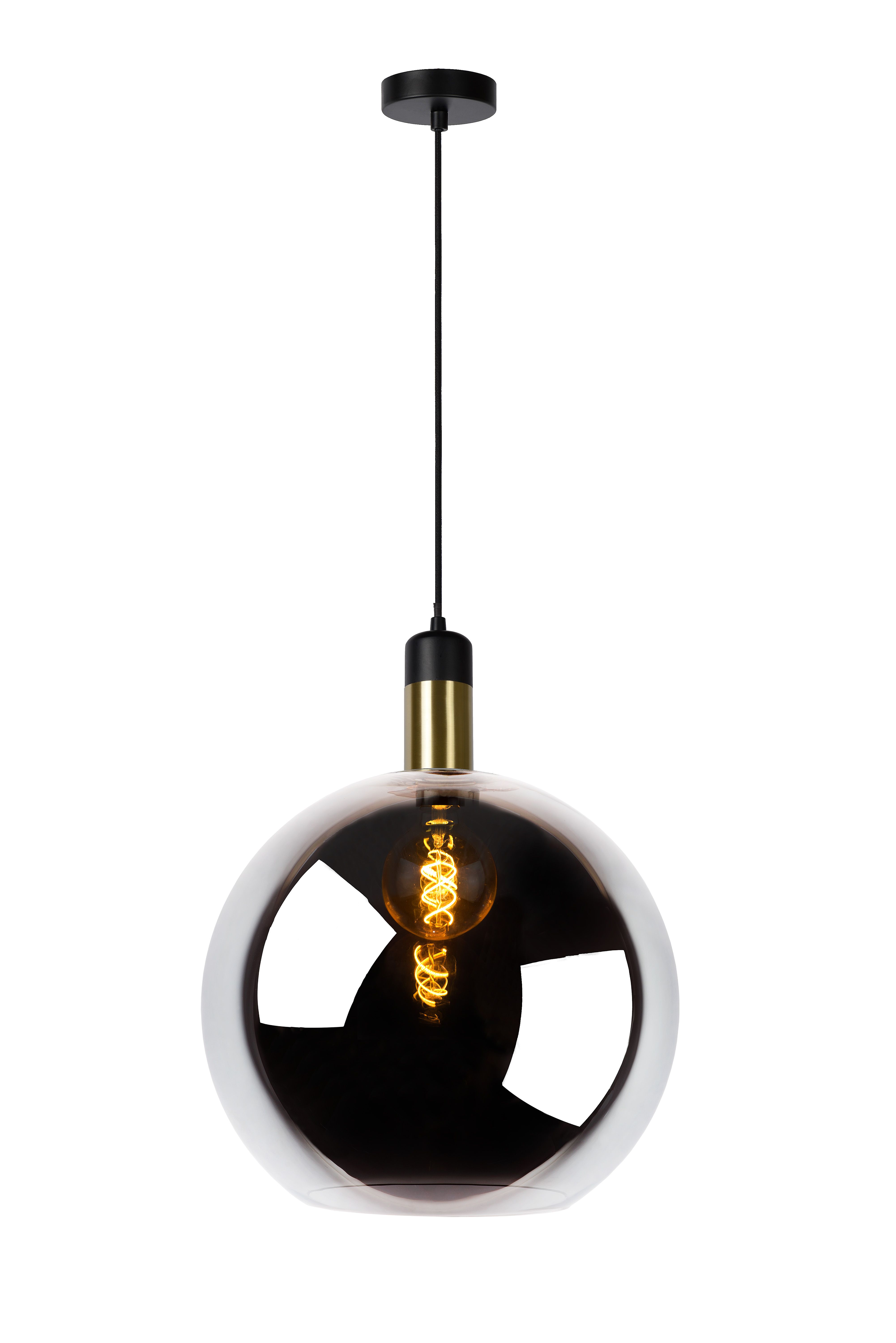 Lucide JULIUS Hanglamp - Ø 40 cm - Fumé - 1xE27 - Mat Goud/Messing