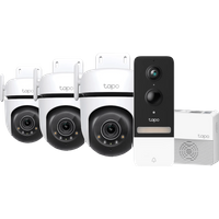TP-Link Tapo C520WS 3-pack + D230S1 Smart Video Doorbell Bundle