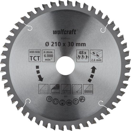 Wolfcraft Zaagblad 210x30mm 48 Tanden