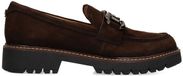 No Stress Dames Donkerbruine suède loafers met chain - Maat 40