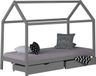 Homestyle4u Kinderbed 90x200 cm - Huisbed met matras - Grijs