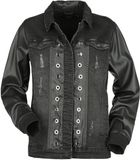 Black Premium by EMP Zwart spijkerjack met details van imitatieleer - Dames - XS