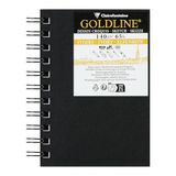 Clairefontaine 34294C Spiraal Schetsboek Goldline - 40 Vellen Ivoor Tekenpapier - A6 10,5x14,8 cm 140g - Staand Formaat - Stevige Zwarte Kaft met Linnenlook