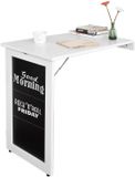 SoBuy FWT20-W Hoge Keukentafel - Wit Opvouwbaar Wandbureau met Schoolbord