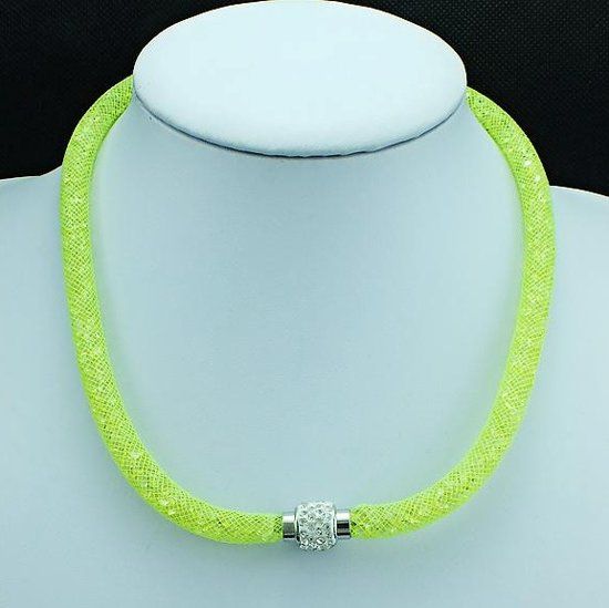 Fako Bijoux Ketting Sterrenstof Disco Dots Geel/Wit