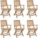 Acacia Bois Massif Chaises Pliantes (6 pièces) avec Coussins