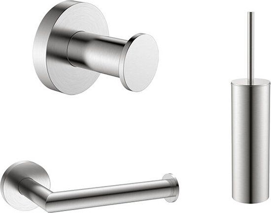 Sani Royal Toilet Accessoires Set RVS Geborsteld - Toiletborstel, WC Rolhouder en Haak