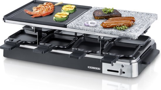 Melissa raclette grill met halve steen voor 8 personen zwart