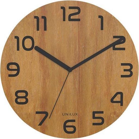 Unilux Palma Wandklok - Zwart/Bamboe - 3595560030408