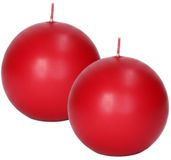 Trend Candles Bolkaars glad - 2x - rood - 8 cm - 25 branduren - ronde kaarsen