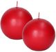Trend Candles Bolkaars glad - 2x - rood - 8 cm - 25 branduren - ronde kaarsen