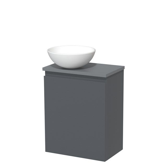 Maxaro Toiletmeubel met Waskom Keramiek Modulo Donkergrijs Greeploos 41 cm Middengrijs Blad