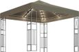 vidaXL Prieel met LED-lichtslinger 3x3 m stof taupe