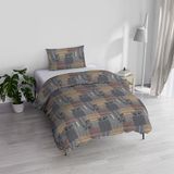 Italian Bed Linen Athena dekbedovertrekset met tas en kussenslopen, bedrukt, ADANA grijs, eenpersoonsbed