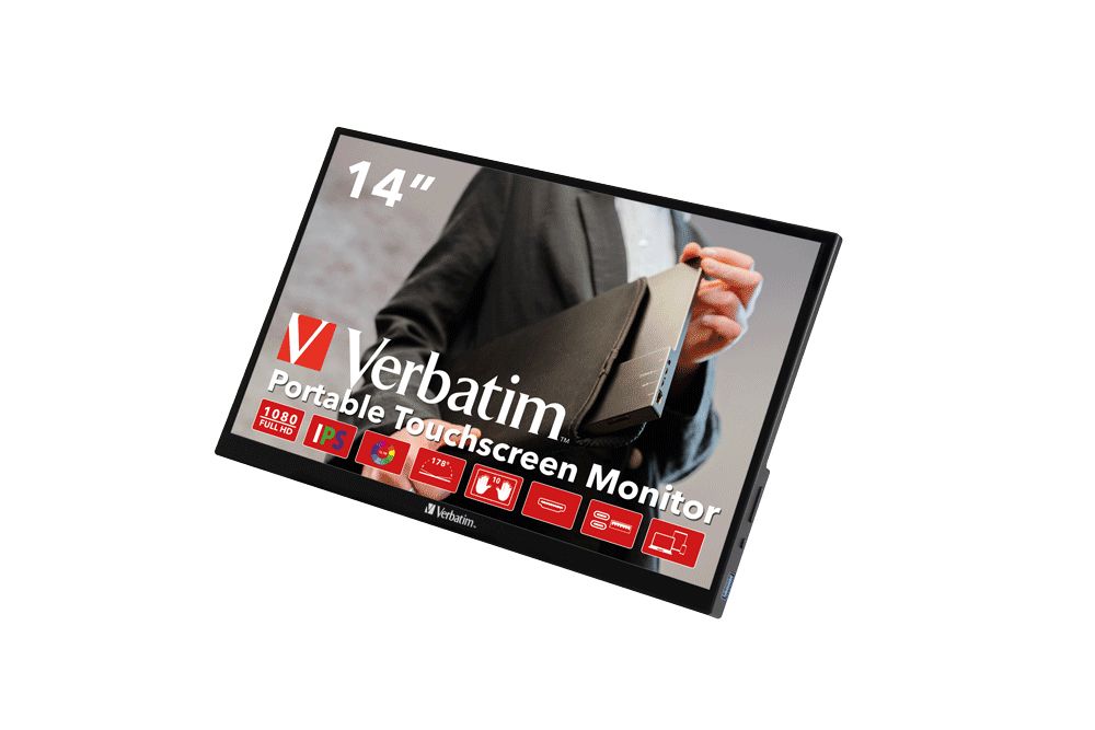 Verbatim 14" FHD IPS Touchscreen Monitor - 1920 x 1080 - Black