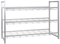 Haku Schoenenrek metaal stapelbaar aluminiumkleurig schoenenrek met 3 legplanken - Afmetingen: B 80 cm x H 60 cm x D 30 cm, Stijl: Modern