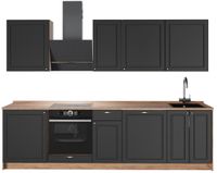 Vicco Complete keukeneenheid Fame-Line, Anthrazit-Gold Landhaus/Goudkleurig Eiken, 280 cm