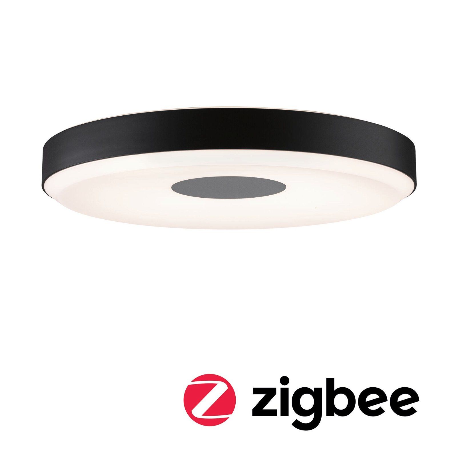 Paulmann LED-plafondlamp Smart Home Zigbee Puric Pane Effect 2700K 200lm / 1.900lm 230V 16 / 1x1,5W dimbaar Zwart/Grijs