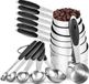 Unyqoos® set de 12 pièces de tasses à mesurer et cuillères à mesurer, acier inoxydable 18/8