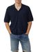 QS Regular Fit: gebreid resort shirt met structuur, diepblauw, XL