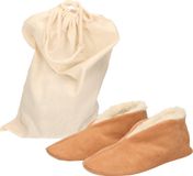 Top Tex Group Sprl Beige pantoufles d'espagnol pour enfants en cuir/daim véritable taille 25 avec sac de rangement pratique