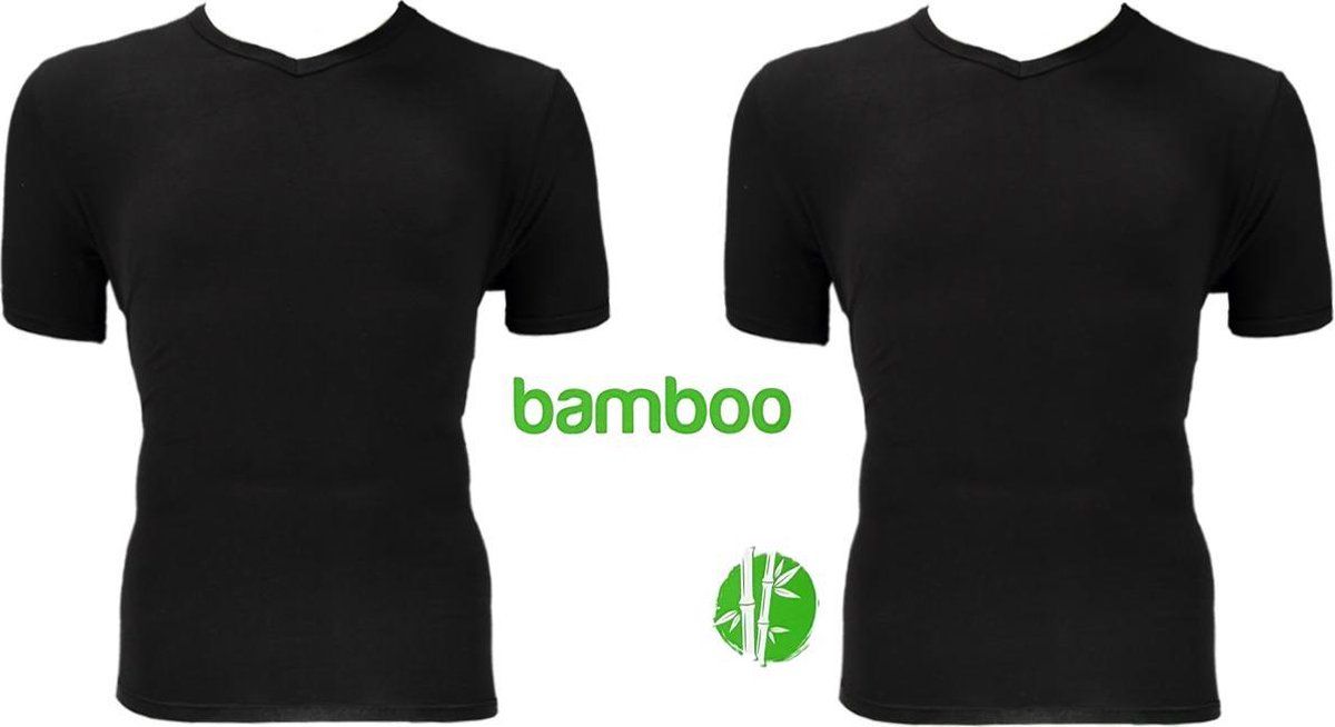 Apollo T-shirts Basic heren viscose zwart 2 stuks