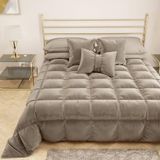 PETTI Artigiani Italiani - Winterdekbed voor Lits-jumeaux (160/180 cm) - 260 x 270 cm van Fluweel, Dubbelzijdige Hypoallergene Bedsprei 350 g/m², Warm Dekbed, Taupebruin, Made in Italy