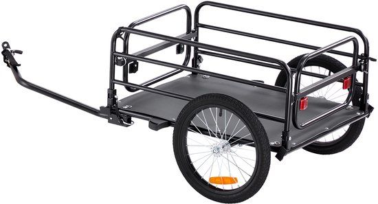 VEVOR Fietskar 72 Kg Draagvermogen Transportkar Opvouwbaar en Compact Op Te Bergen Snelsluiting Met Universele Koppeling 40,6 Cm Wielen Veilige Reflectoren Geschikt voor Fietsen Van 558,8-711,2 Mm