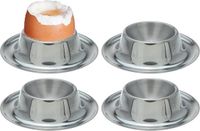 Merkloos / Sans marque Koopman International Eierdopjes van RVS - 4x stuks - 8 x 2,5 cm - Stapelbare eierdopjes