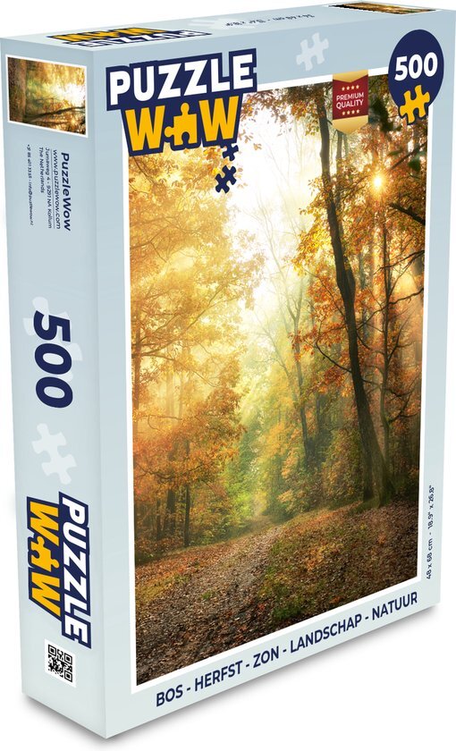 MuchoWow Puzzel Bos - Herfst - Zon - Landschap - Natuur - Bomen - Bladeren - Legpuzzel - Puzzel 500 stukjes - Sinterklaas cadeautjes - Sinterklaas voor grote kinderen