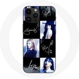 Maniacase Hoesje voor Iphone 14 Pro Max Zwartroze Handtekening Foto Jennie Jisoo Lisa Rose