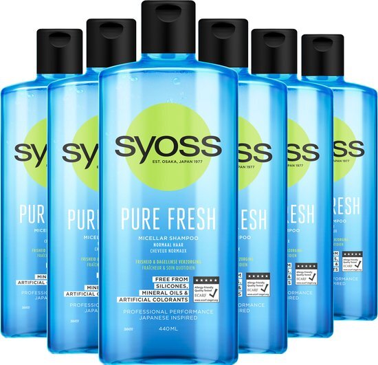 Syoss PureFresh Shampoo 6x 440ml - Voordeelverpakking