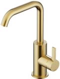 Hotbath Ace - Wastafelmengkraan - zonder Waste - met Draaibare Uitloop - Geborsteld Messing PVD - Opbouw - Messing - V01