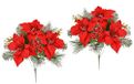 Kunstbloemen Poinsettia Kunstbloemen Boeket Kerstster Set van 2 Kerststerren 45 cm Kunstmatige Adventster Kerstboeket Kerstdecoratie Zijden Bloemen