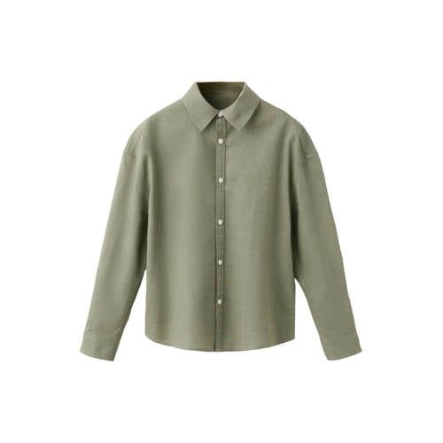 Mango Kids casual overhemd met linnen kaki