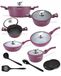 Masterpan set de casseroles 15 pièces | couleur bordeaux | avec couvercles | casserole | couvercle | poêle | set de casseroles | adapté à l'induction | casseroles adaptées à l'induction | 7005