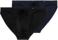 HOM Heren slip / onderbroek 2 pack Premium Cotton zwart / blauw Effen 100% Katoen Maat XL